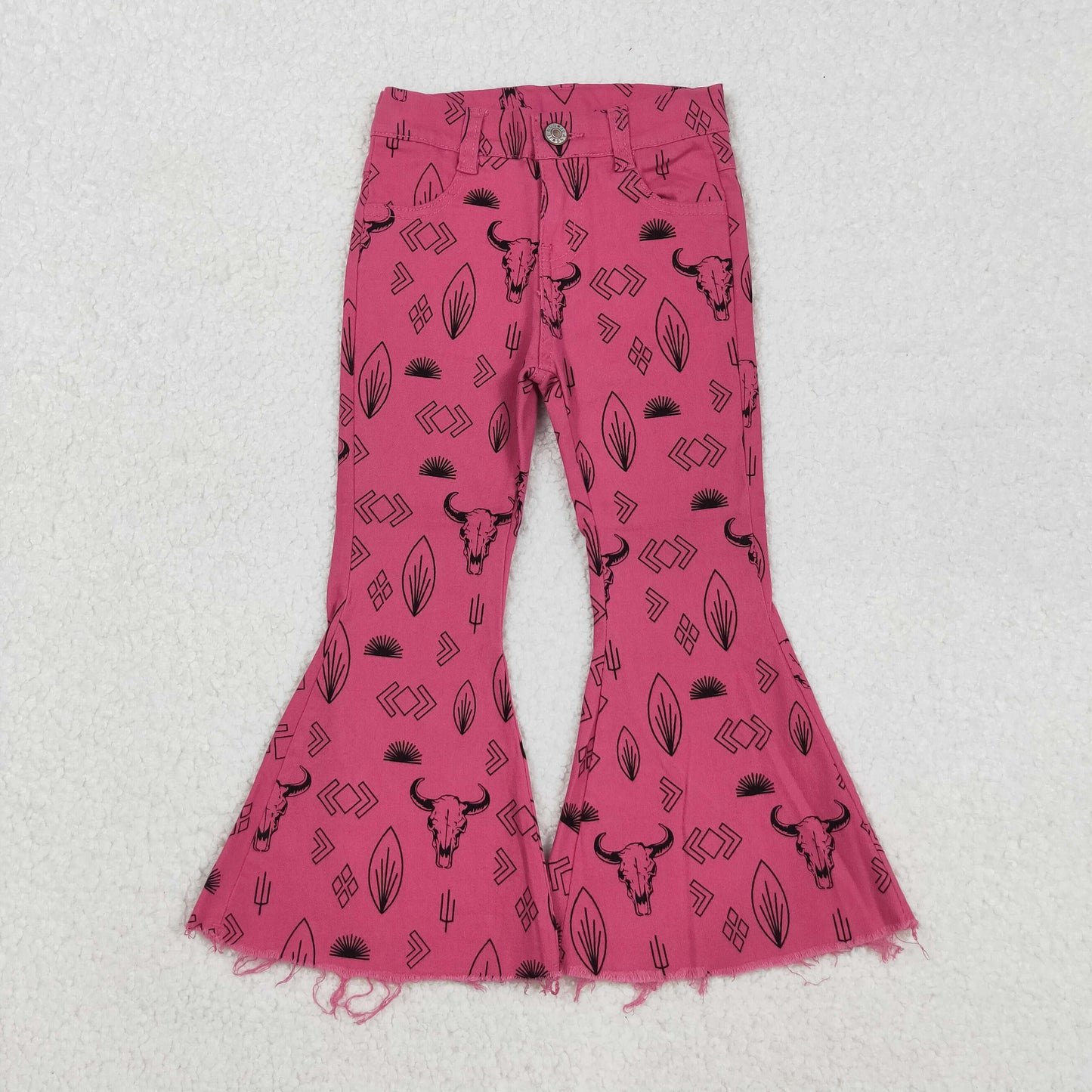 P0159 Girls Cow Pink Jeans