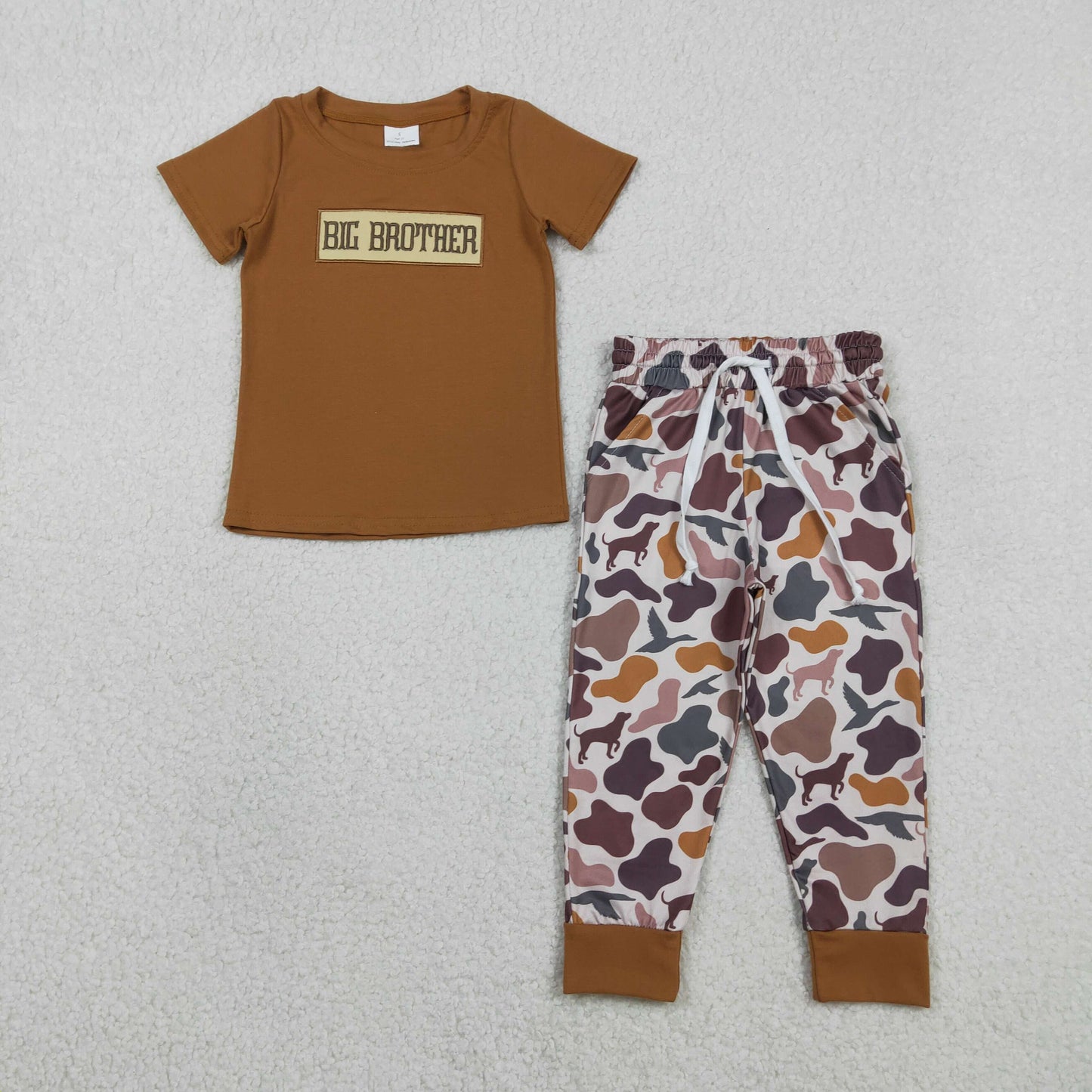 BSPO0665 boys Big Brother brown short sleeves camo pant outfits embroidery