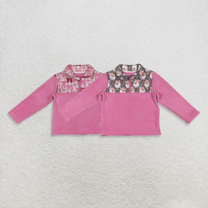 Matching Baby girls clothes plush zip-up long-sleeved top fleece