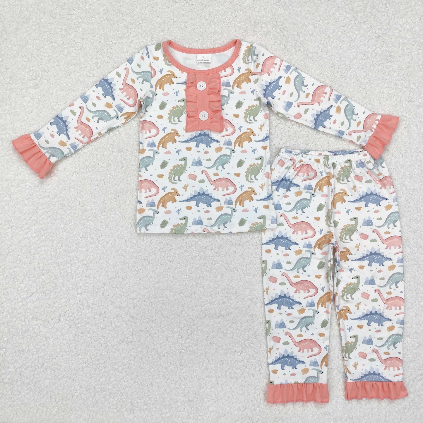 GLP1969 baby girls long sleeves dinosaur pajamas