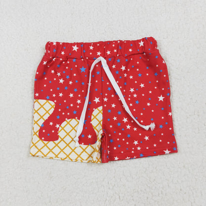 SS0612 Boys July Fourth Waffle star red shorts