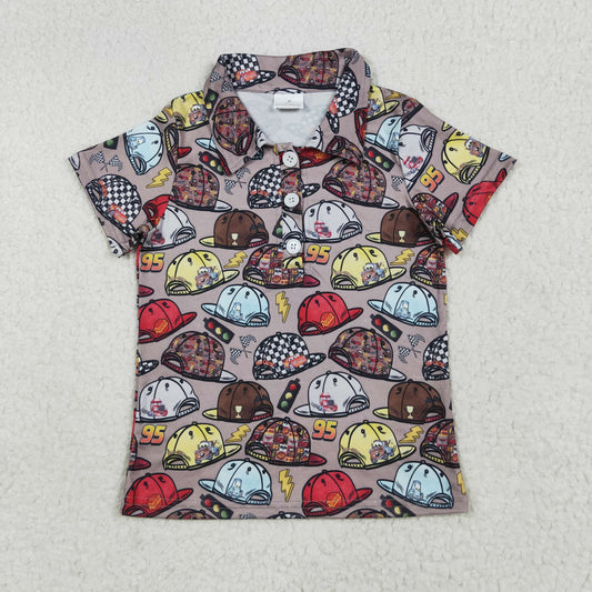 BT1228 baby boys brown short sleeve hat shirt top