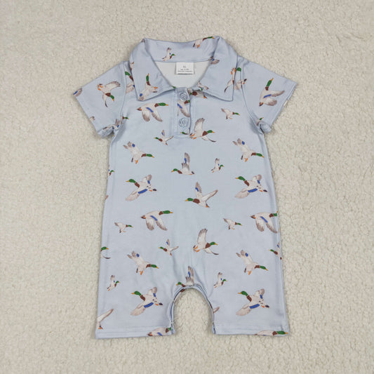 SR3032 Baby boys short sleeve blue duck romper