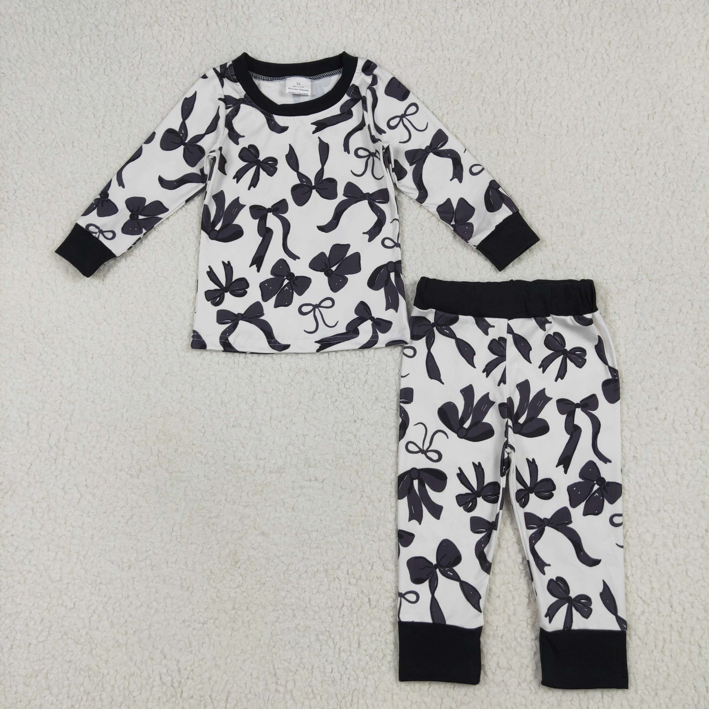 GLP2395 baby Girls black bow pajamas