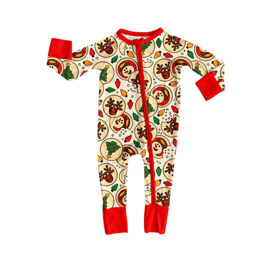 MOQ 5 Custom design Baby boys Christmas zipper rompers