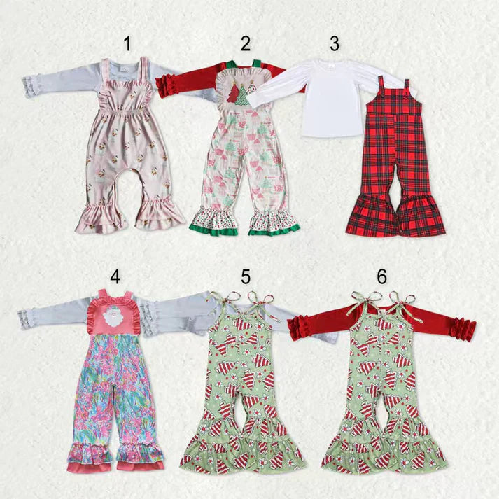 Matching Baby girls long Sleeve Christmas jumpsuit outfits Sets