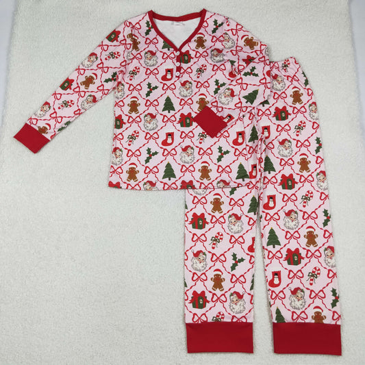 GLP2815 adult Christmas button red pajamas