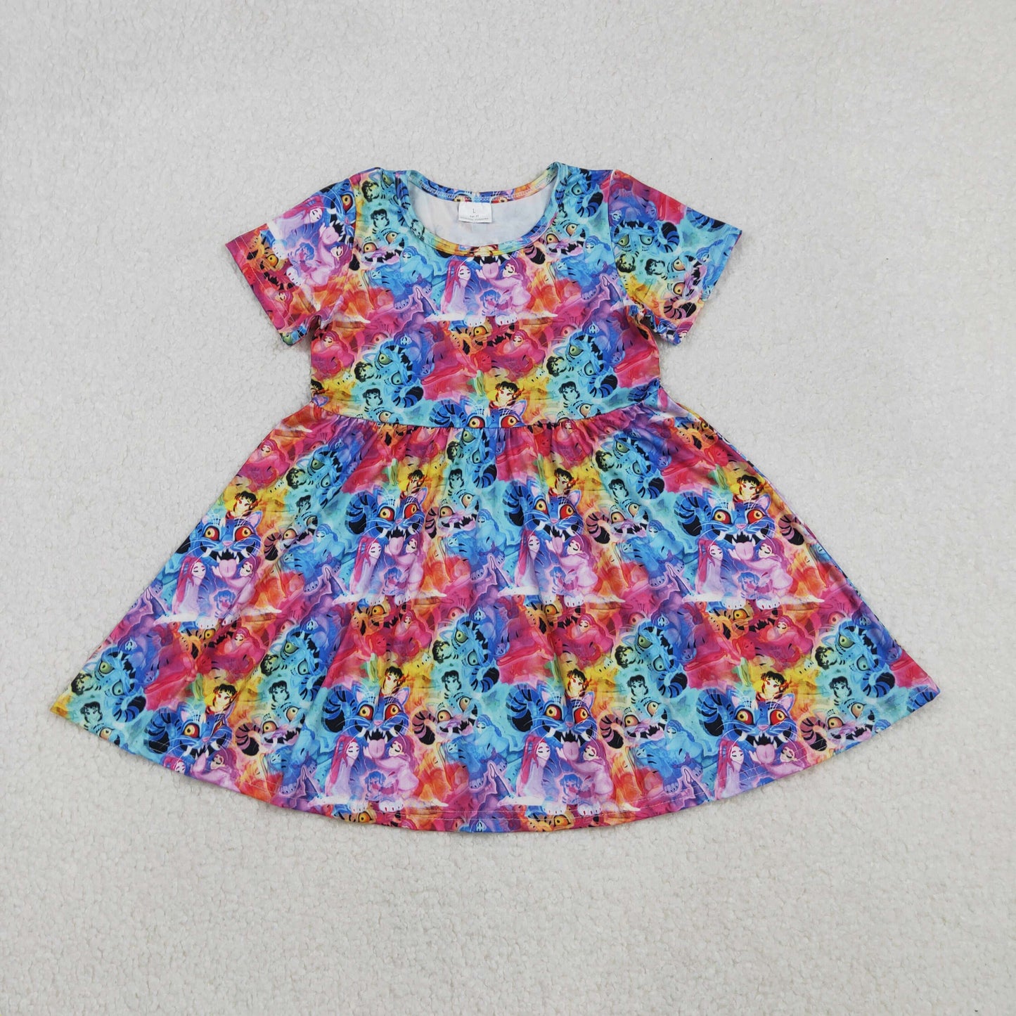 GSD2920 Baby Girls cartoon short sleeve colorful dress