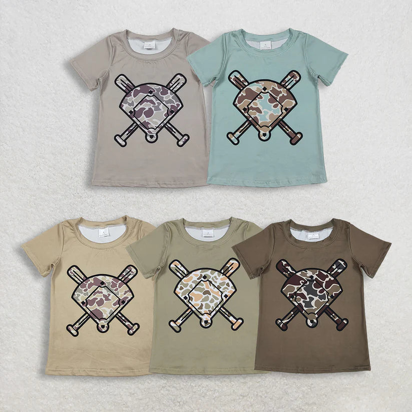 Matching Baby boys camouflage baseball short sleeves shirt  tops
