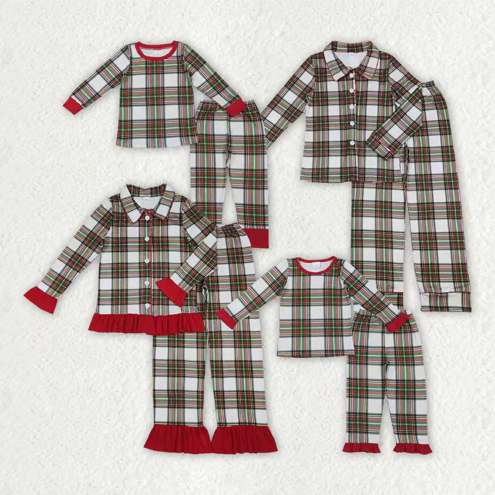 Family Matching Adult Baby girls boys Christmas checkered pajamas
