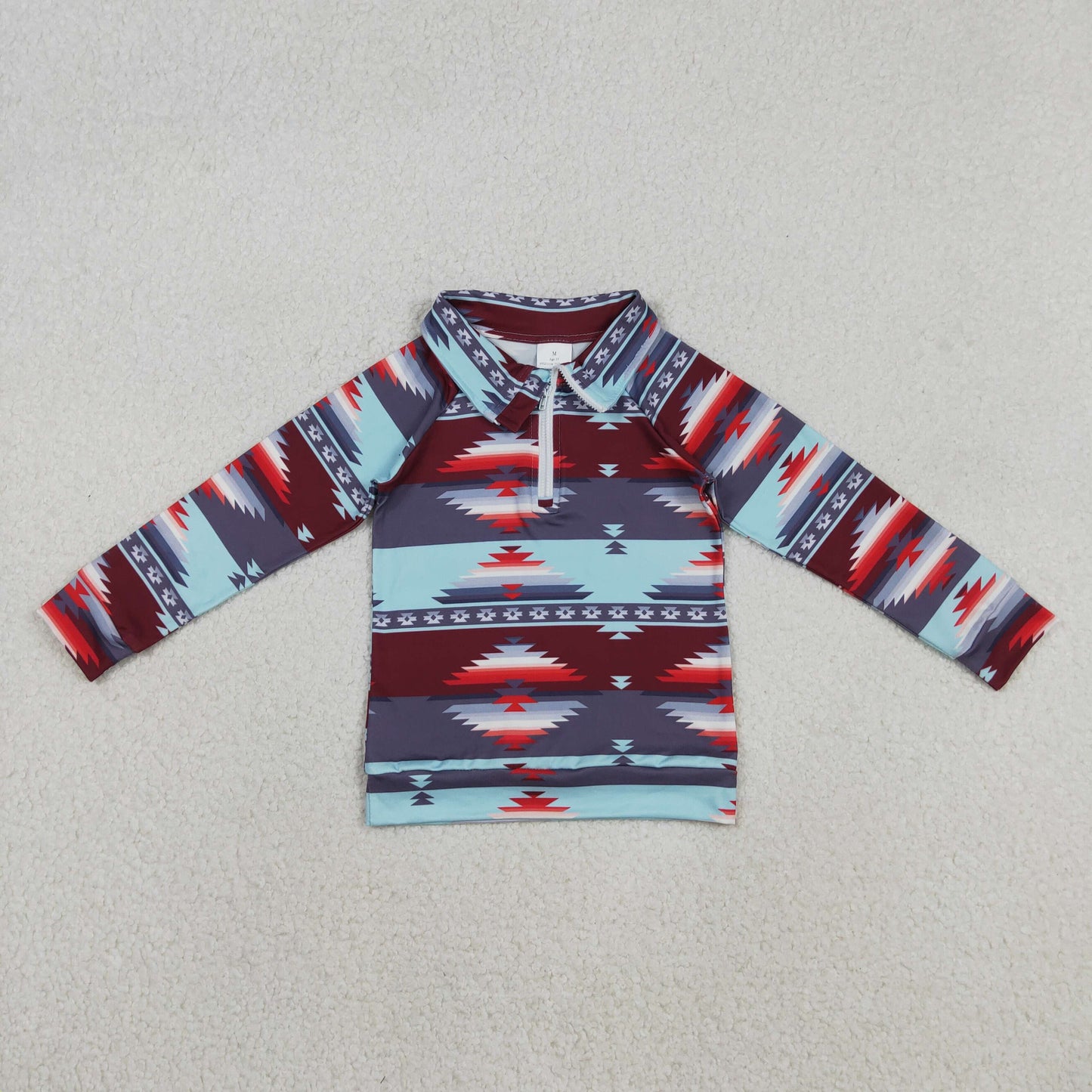 BT1467 baby boys Geometry long sleeve zipper pullover