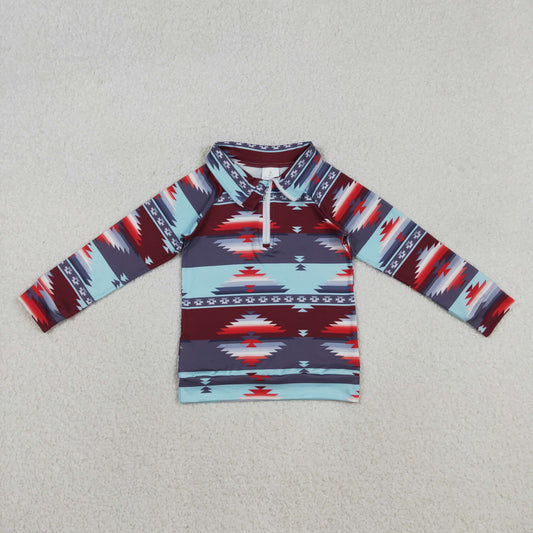 BT1467 baby boys Geometry long sleeve zipper pullover