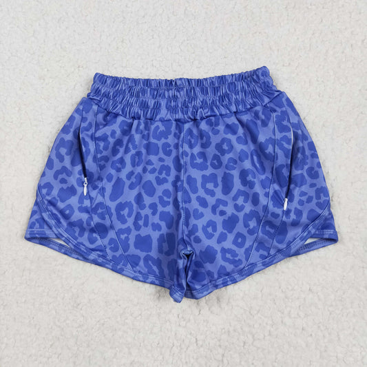 SS0466 baby blue leopard shorts yoga