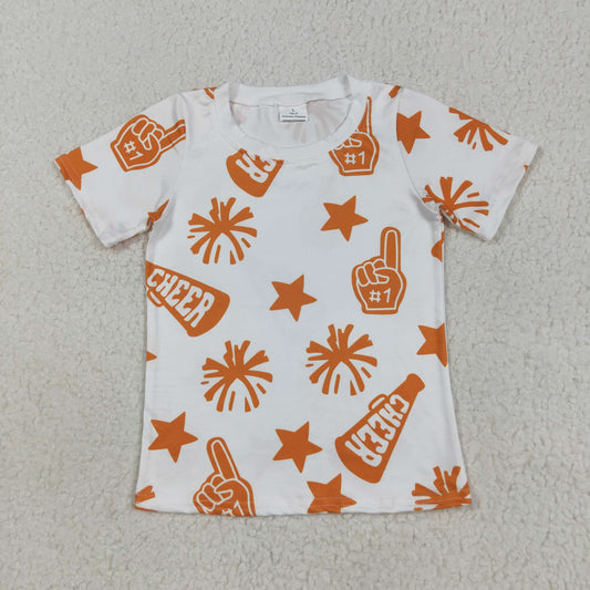 GT1090 Girls CHEER orange short sleeve T-shirt top