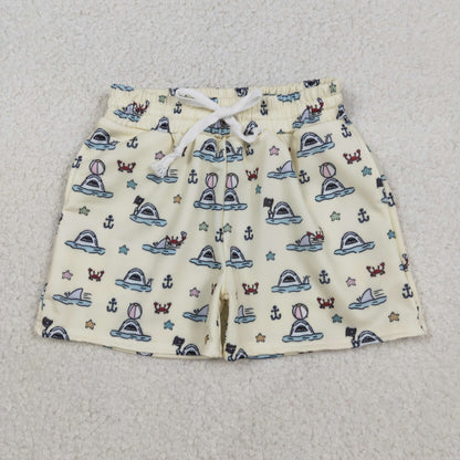 S0584 boys shark yellow trunk