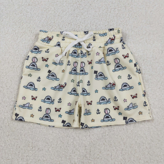 S0584 boys shark yellow trunk