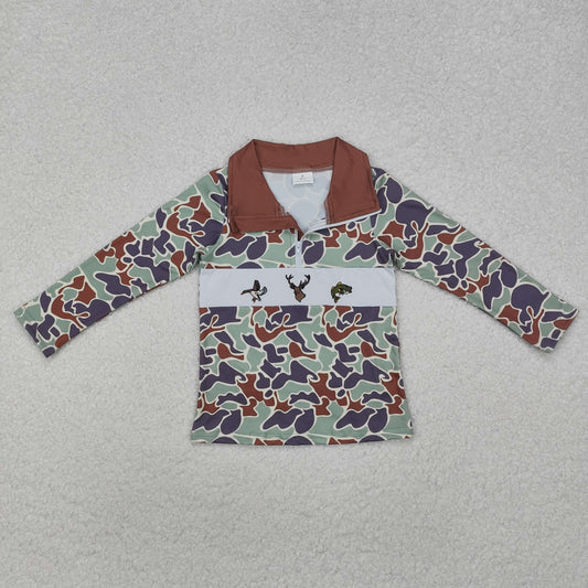 BT0902 baby boys long sleeve camo hunting pullover embroidery