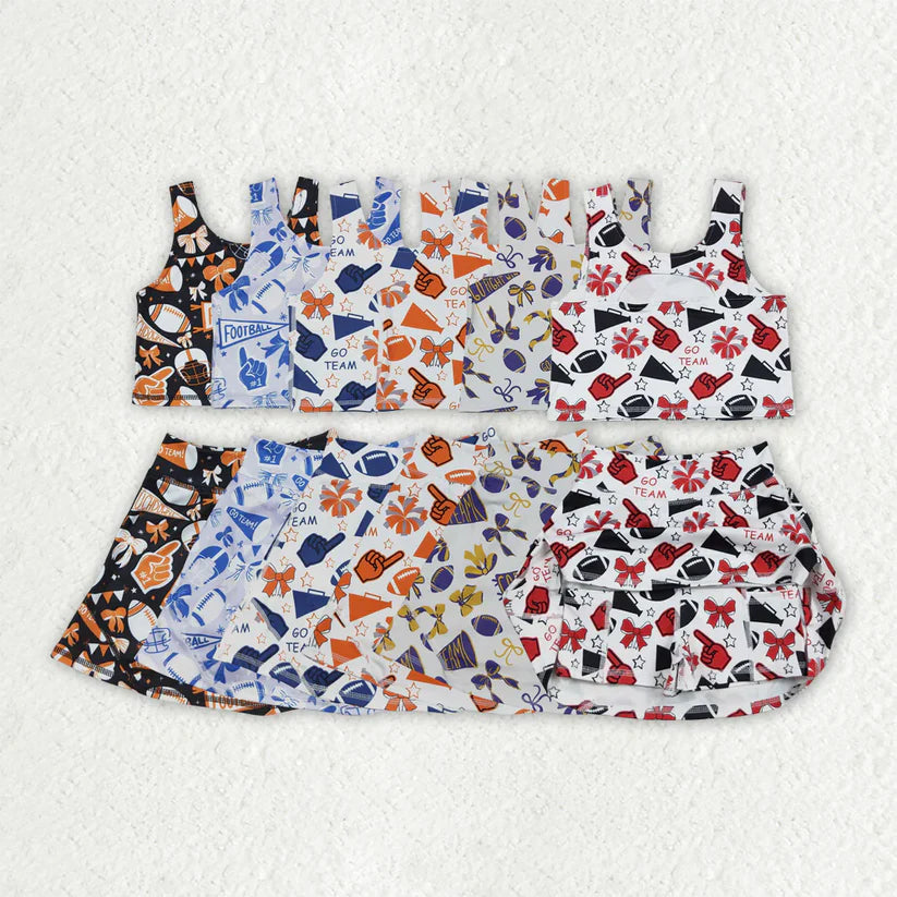 Matching RTS girls CHEER vest skirt outfits yoga