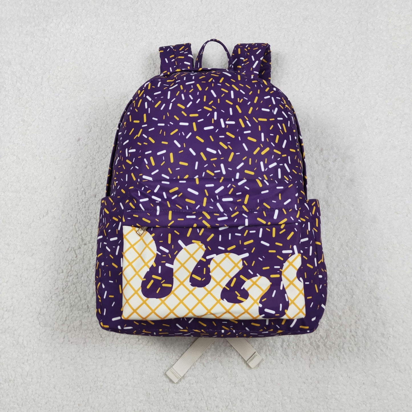 BA0327 purple Fireworks waffles zipper schoolbag