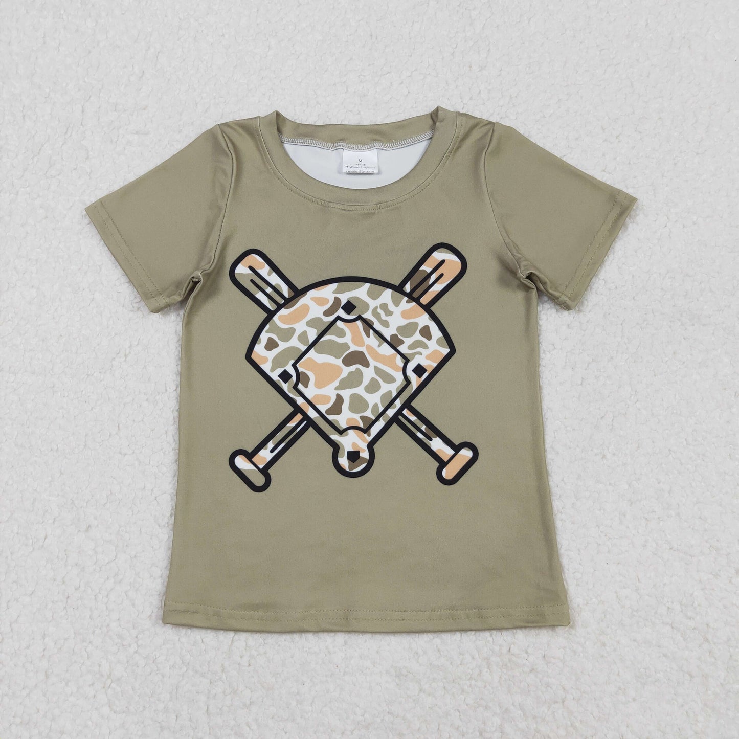 BT1423 baby boys baseball camo short sleeve shirt top