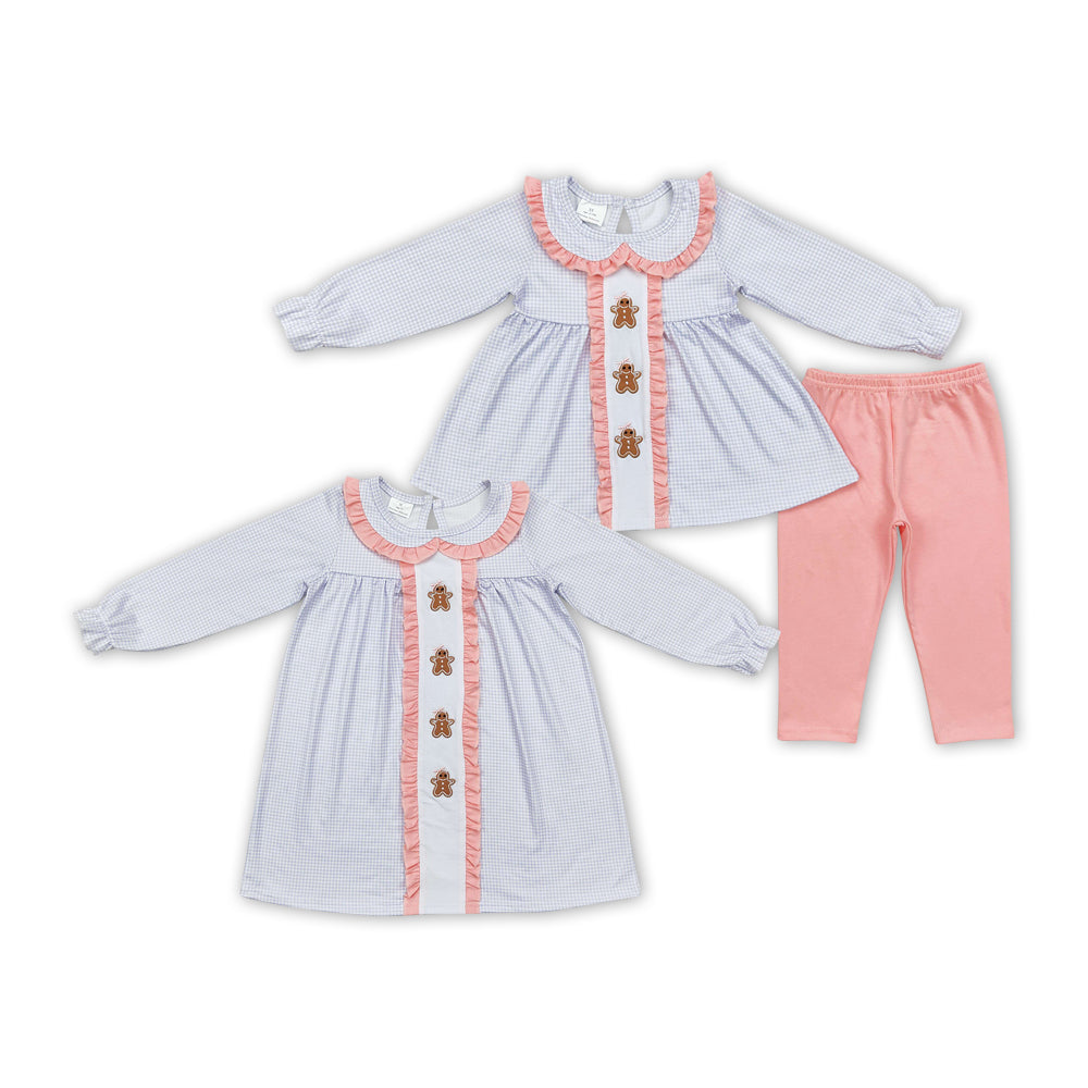 Matching Baby girls gingerbread outfits embroidery clothing