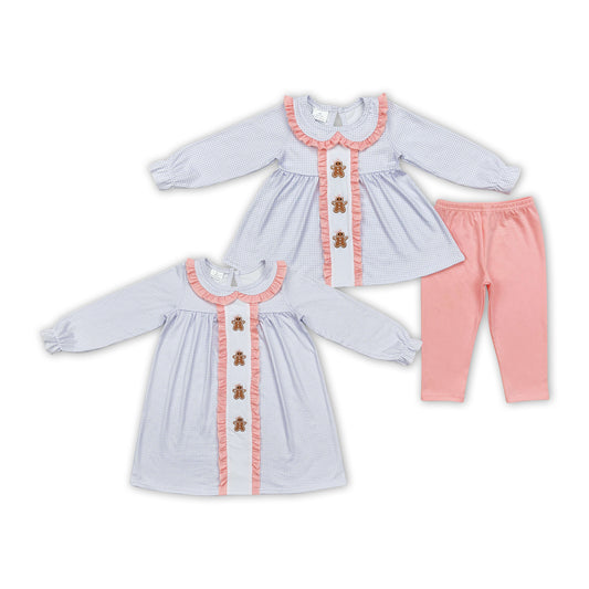 Matching Baby girls gingerbread outfits embroidery clothing