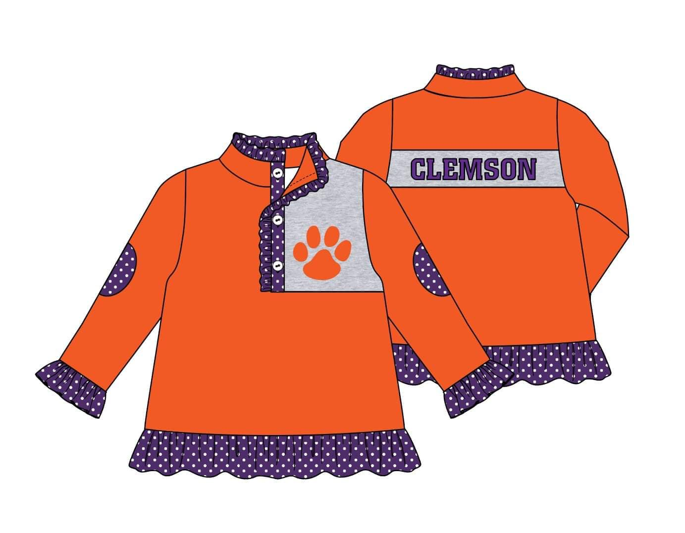 MOQ 3 Custom design Gilrs CLEMSON Pullover