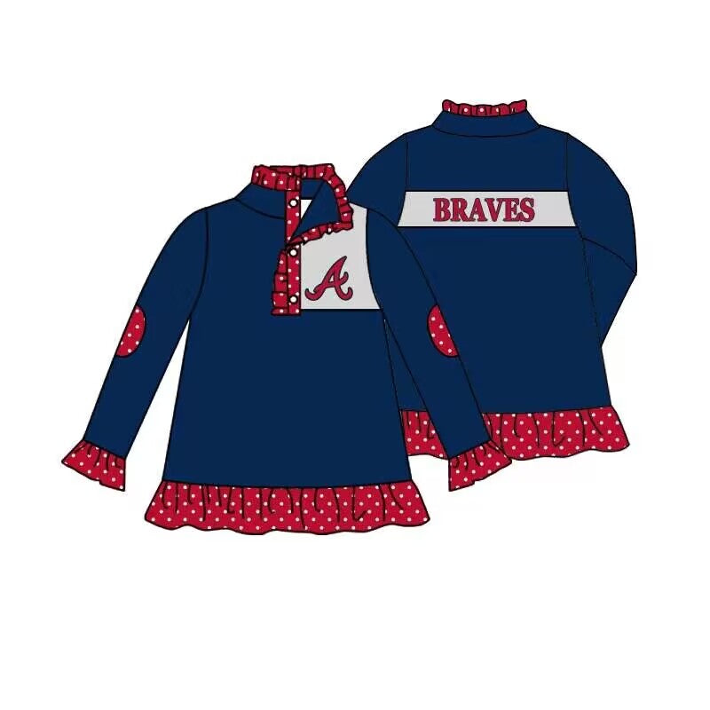 MOQ 3 Custom design Girls Braves Pullover