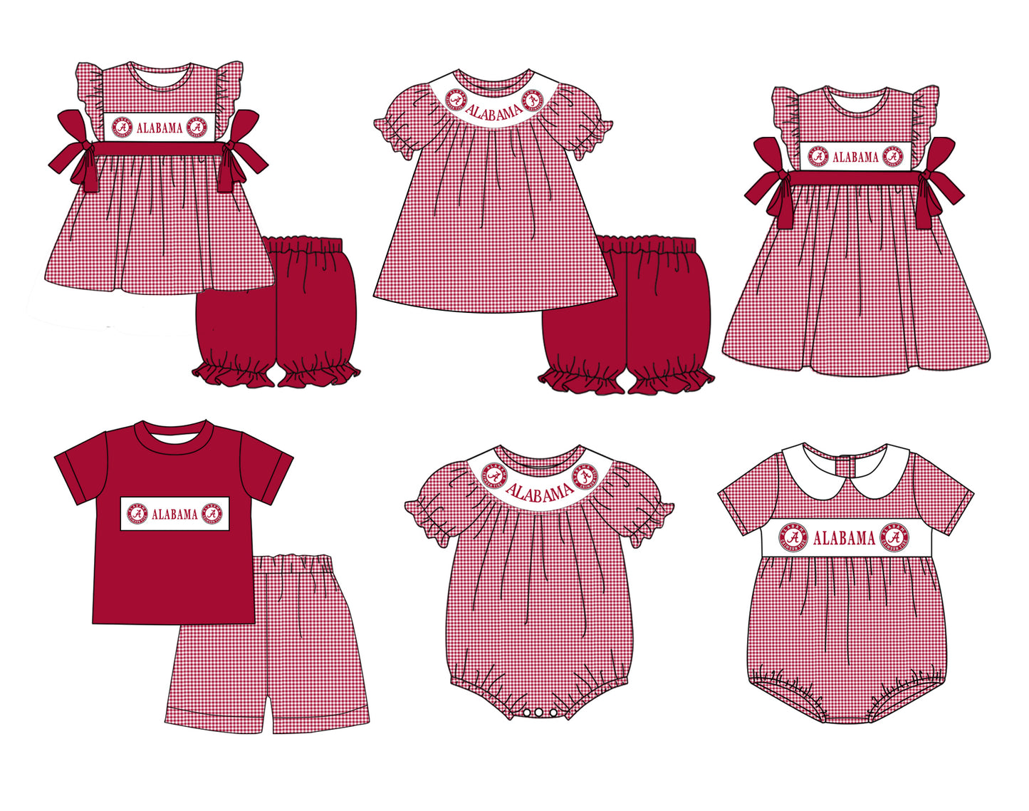 MOQ 3 Matching Baby girls boys ALABAMA outfits team clothing