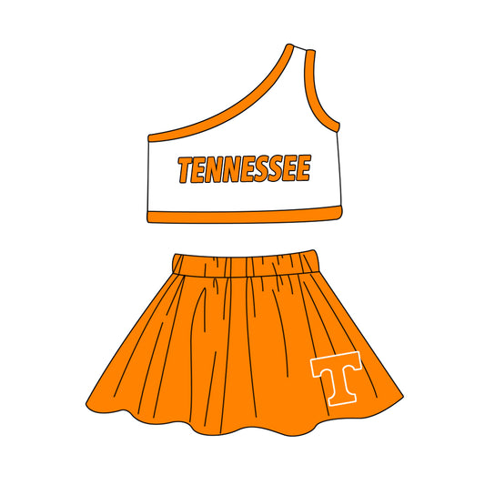 Custom design moq is 3 baby girls TENNESSEE top skirt girls team outfits