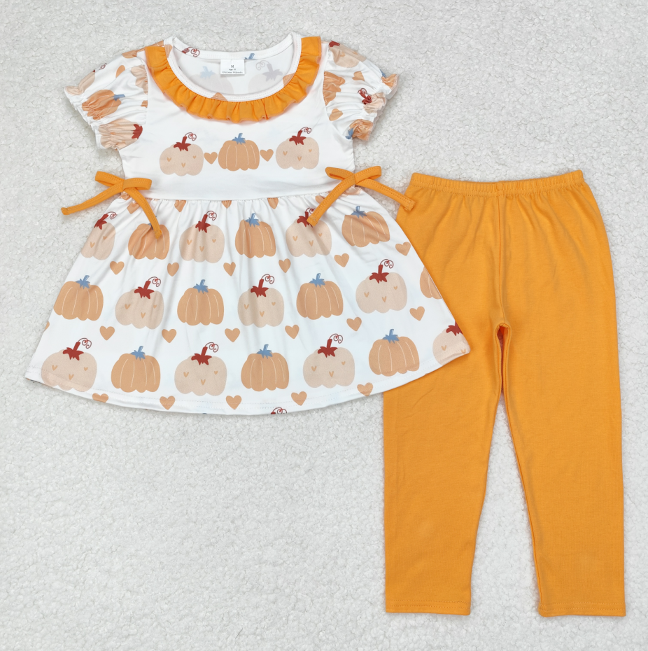 GSPO1566 Girls Pumpkin orange Outfits Kids boutique wholesale clothing