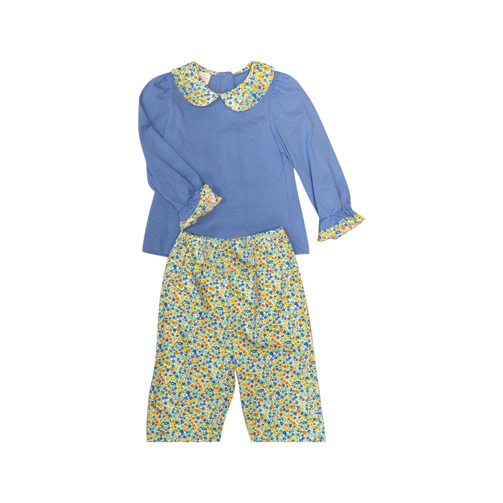 Pre-order GLP1579 baby girls blue floral pajamas ( Deadline August 3 )