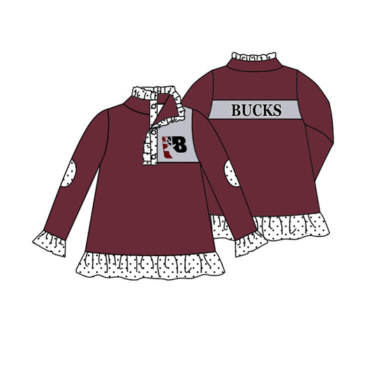 MOQ 3 Custom design baby Girls BUCKS Pullover team clothing