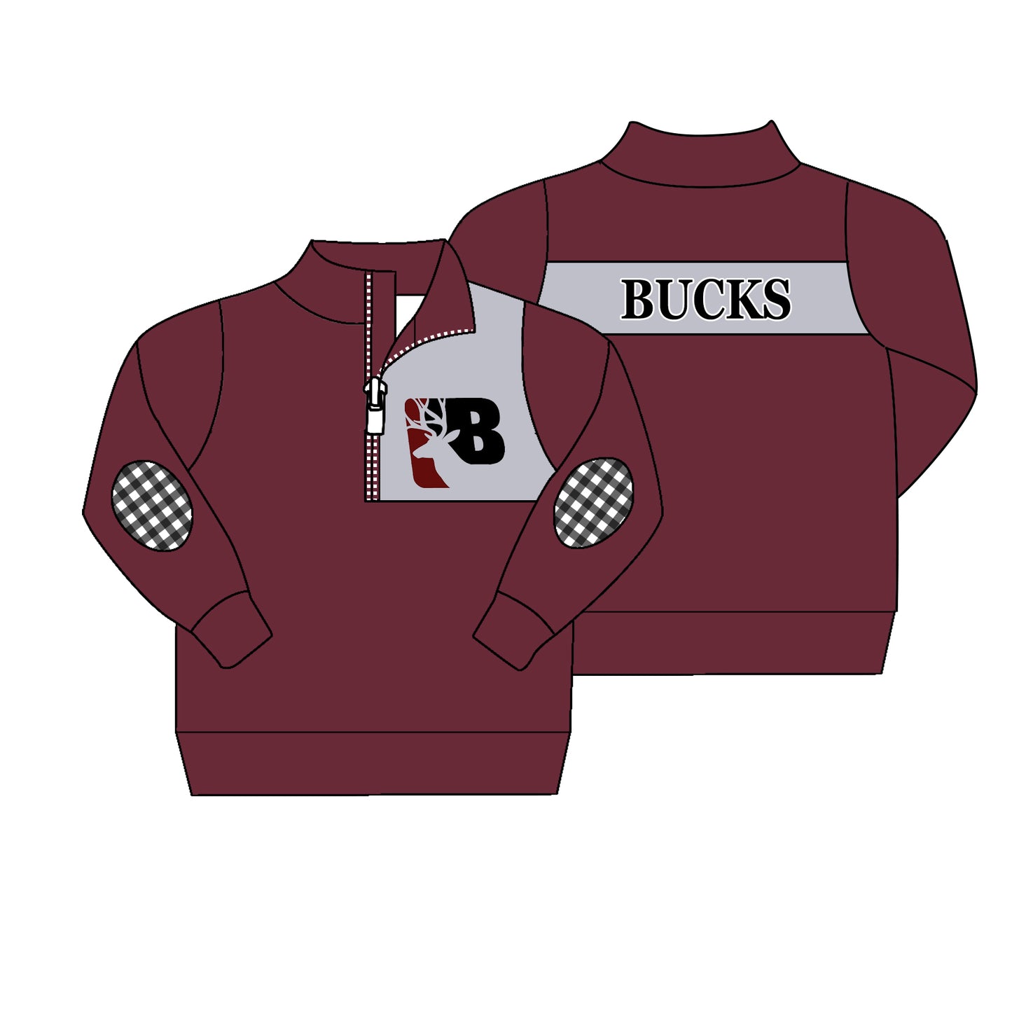 MOQ 3 Custom design baby Boys BUCKS Pullover team clothing