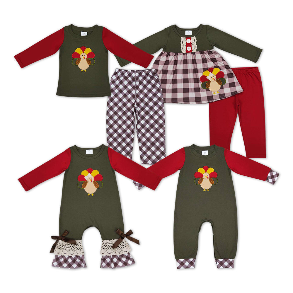 Matching Baby girls boys turkey outfits embroidery clothing