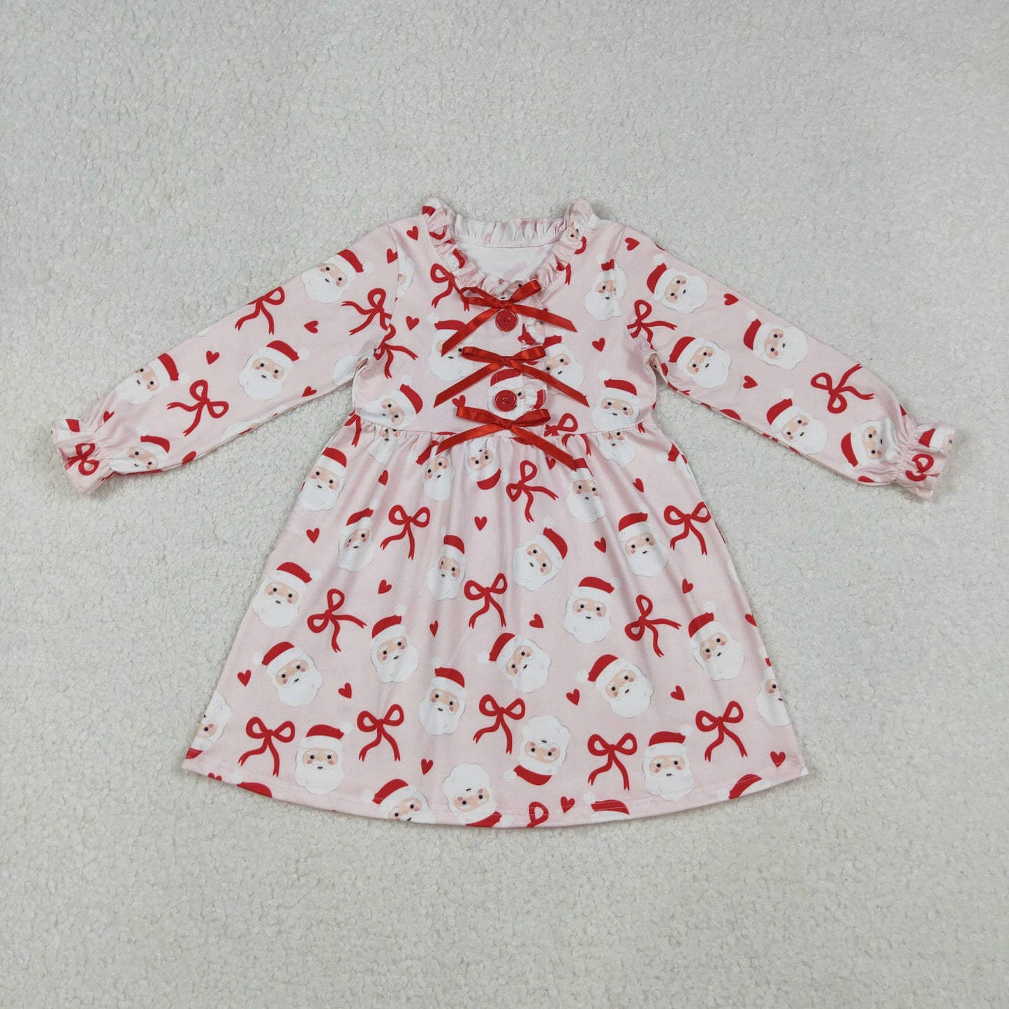 GLD1233 girls Christmas Santa Claus bow red floral Dress