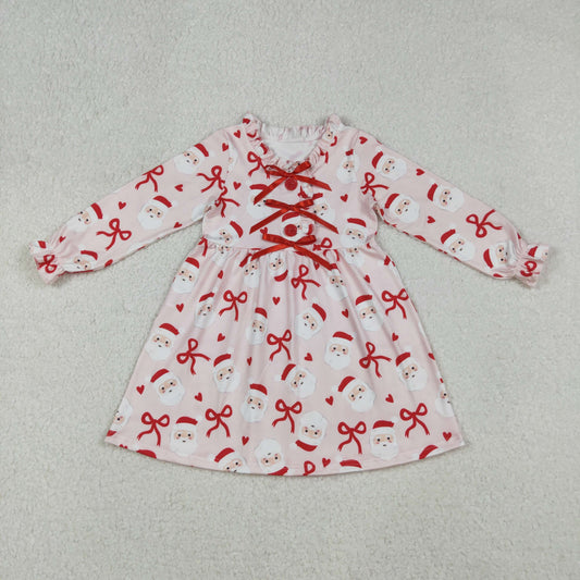 GLD1233 girls Christmas Santa Claus bow red floral Dress