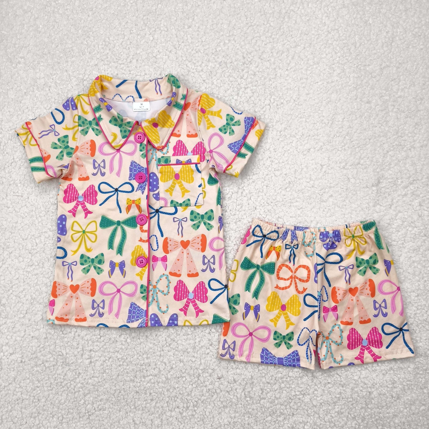 GSSO2487 baby girls colorful bow shorts pajamas