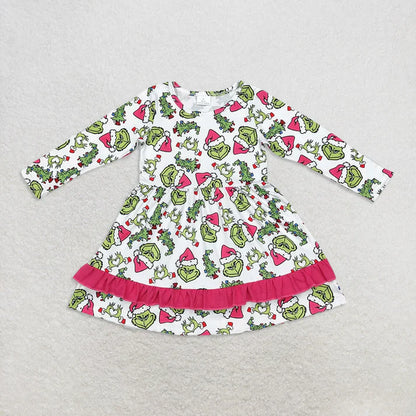 Matching Baby girls Christmas cartoon long sleeve dress