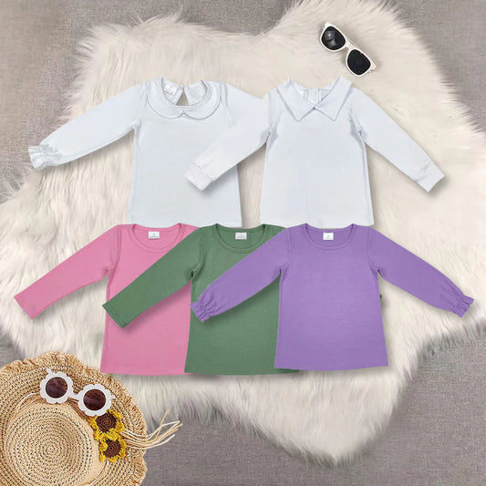 Matching RTS baby girl boy clothes solid color long-sleeved tops