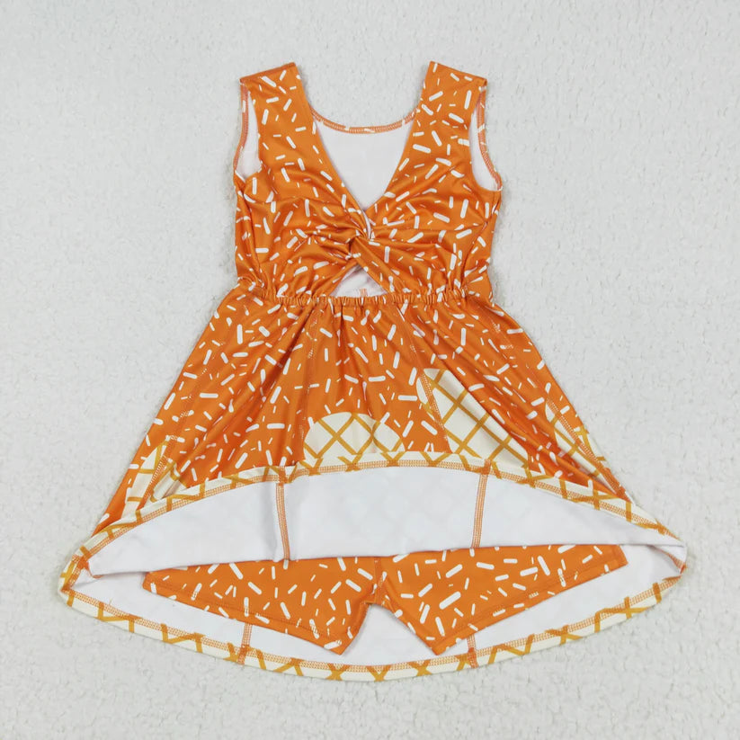 Matching RTS NO MOQ Baby girls ice cream Waffle dress yoga