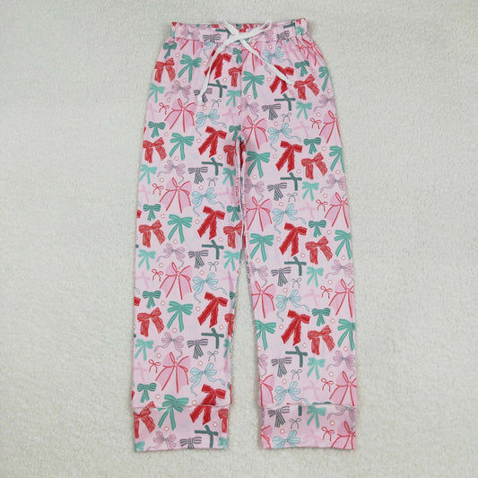 P0766 Adult women green red bow pink long Pants
