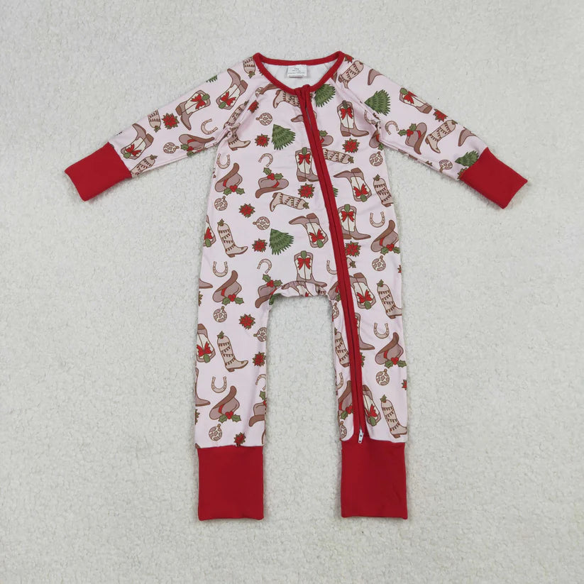 Matching Baby girls Christmas long sleeve zipper romper