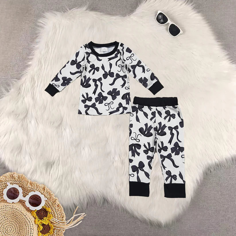 Family Matching Adult Baby girls black bow clothing