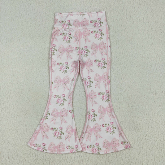P0768 baby girls pink flower long pant yoga