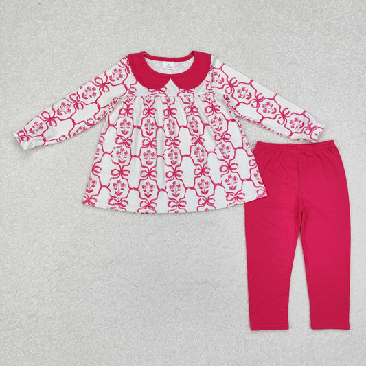 GLP1623 baby girls long sleeve hot pink bows outfits