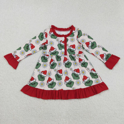 Matching Baby girls Christmas cartoon long sleeve dress