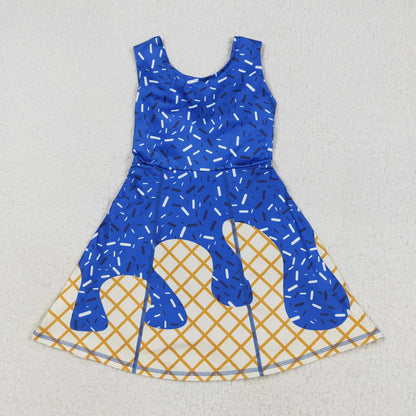 Matching RTS NO MOQ Baby girls ice cream Waffle dress yoga