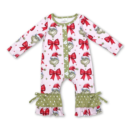 Matching Baby girls Christmas cartoon bow romper & set clothing