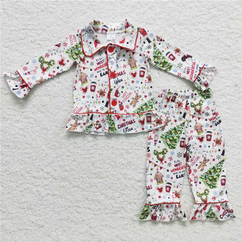 5.5 Matching Baby boys girls Christmas long sleeve button pajamas